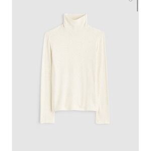 Madewell NWT Ribbed Turtleneck Long-Sleeve Tee Heather Cream Small Mock Neck